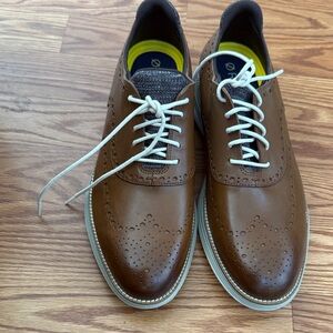 Cole Haan Brown Leather Wingtip Oxfords with White Laces